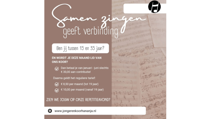 poster voor kortingsactie samen zingen geeft verbinding.